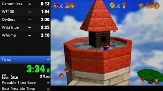 SM64  335 Whomps Fortress RTA VC [upl. by Vincent]