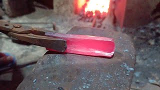 cutting iron with iron  blacksmith tools  chisel tools [upl. by Docilla]