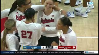 Kennedi Orr Ace Serve Bergen Reilly Solo Block Nebraska Husker Volleyball 92724 UCLA [upl. by Glogau]