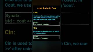 What is Cout amp Cin in C beginners cppprogramming cpp [upl. by Oicapot435]