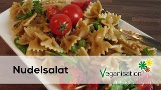 Nudelsalat Rezept Vegan Kochen Veganisationde Kochshow Schnell und Einfach [upl. by Kenway]