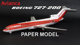 Avianca Boeing 727200 PAPERCRAFT  PAPER MODEL [upl. by Willow95]