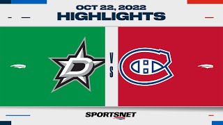 NHL Highlights  Stars vs Canadiens  October 22 2022 [upl. by Ardnad]