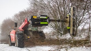 Shelterbelt Trimming With Telehandler  GreenTec Multi Carrier HXF 3302 And Quadsaw LRS 2402 [upl. by Mayne]