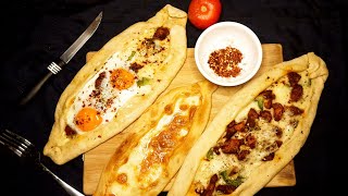 Turkish Pide recipewith 2 different Fillings Fatayer [upl. by Tsirc]