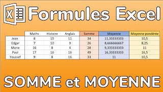 Formules Excel  Calculer une SOMME et une MOYENNE simple ou pondérée avec coefficients [upl. by Islaen721]