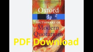 Download The Oxford Dictionary of Modern Quotations [upl. by Byran]