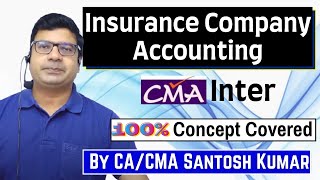 Insurance Company Accounting  CMA Inter  by CACMA Santosh Kumar [upl. by Davin]