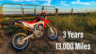 CRF250L 13000 Mile Review [upl. by Akimik338]