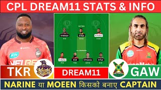 TKR vs GUY Dream11 Team  TKR vs GUY Dream11 Prediction  TKR vs GUY Dream11 Team Today  CPL2024 [upl. by Lansing950]