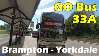 4K GO Bus 33A Ride From Brampton Bus Terminal To Yorkdale Bus Terminal Duration 55min [upl. by Rosy]