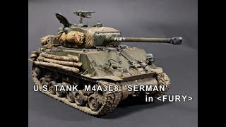 US tank M4A3E8 Sherman in movie Fury Rye Field Model 135 [upl. by Garwin985]