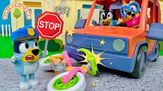 BLUEY Police Officer Learns Car Safety Rules  Safety Lessons For Kids  Bluey Pretend Play Stories [upl. by Ecilahs206]