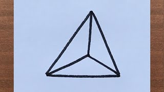 How to Draw a 3D Triangle  Triangular Pyramid  Tetrahedron  Tetrahedra Easy [upl. by Haet]