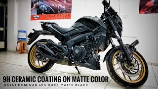 Ceramic Coating On Matte Color MotorcycleCar  Bajaj Dominar 400 Rock Matte Black [upl. by Jarin]