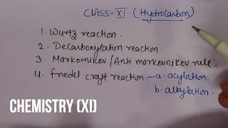 Chemistry class 11 Imp organic reactionshydrocarbon wurtzreaction Decarboxylationfriedelcraft [upl. by Nrek172]