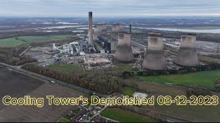 Fiddlers Ferry Power Station Demolition of Cooling Towers 03122023 [upl. by Maziar]