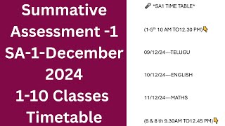 💐✍️AP Summative Assessment1 December2024 110 Classes Examination Timetable 💐✍️ [upl. by Lomax871]