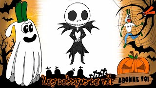 COMMENT DESSINER JACK SKELLINGTON  HALLOWEEN  TUTO DESSIN [upl. by Gibbie]