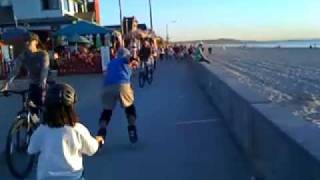 Slo Mo Rollerblading on the Pacific Beach San Diego Boardwalk [upl. by Airegin97]