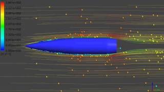 Ansys CFX streamlines around a 155mm projectile at Mach 10 [upl. by Dlaner]