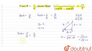 If sec theta 54\quotshow that \quot2cos theta  sin theta cot theta [upl. by Aelsel250]