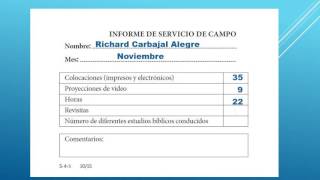 Como llenar un informe del servicio del campo [upl. by Arihk]