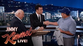 Jimmy Kimmel Surprises Hero Who Saved Man From Burning Building [upl. by Boswall897]