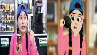 COMPARISON  뽀로로 떡볶이 짜장면 먹방 Mukbang Black Noodle TTeokbokki 도나 DONA vs Dona Animation [upl. by Leasim576]