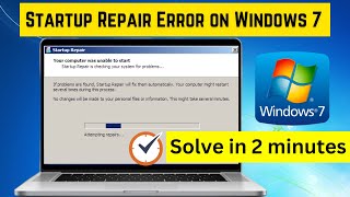 Startup Repair Error on Windows 7  Solve in 2 minutes [upl. by Dorsman]