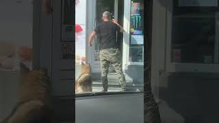 Rollerskater collides with store door in Quiévrechain France [upl. by Tannenwald461]