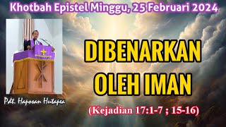 Khotbah Epistel Minggu 25 Februari 2024 Kejadian 17171516 haposanhutapea [upl. by Wren]