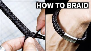 How to braid 8 strand bracelet using leather cords [upl. by Eanad]