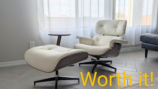 Sohnne Eames Lounge Chair  Ivory WhiteWalnut Wood [upl. by Nomyad]