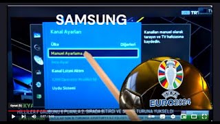 Samsung tv yeni TRT 1 HD UEFA şampiyonlar ligi tek frekans kanal arama frekans ayarlama 📺 [upl. by Esorbma386]