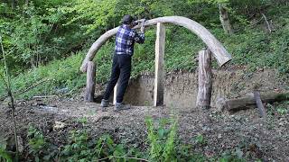 DUGOUT IN THE FOREST Warm Shelter for Survival in the Wild Woods Part2  ASMR [upl. by Caresa]