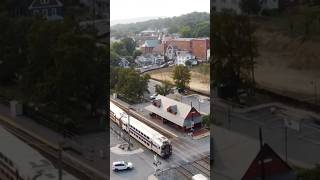 MARC Train Reversing into Brunswick Yard by Drone train railroad shorts [upl. by Enram]