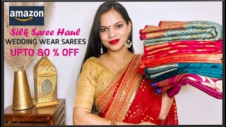 AMAZON SAREE HAUL UNDER RS1000 AMAZON WEDDING SAREES HAUL amp STYLING [upl. by Stinson]