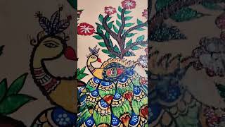 Peacock wall painting newsong song love music art painting [upl. by Enelam]