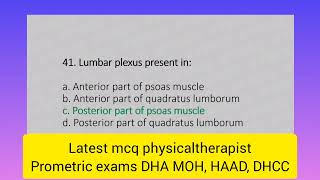 Prometric Exam Questions for Physiotherapy DHA MOH HaaD DHCC 150 MCQ [upl. by Ennove]