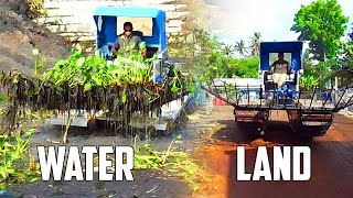 Truxor DM 5000 Amphibian Tool Carrier Start Engine and Cleaning Hyacinth water plants [upl. by Otha246]