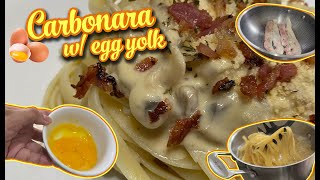 CREAMY BACON CARBONARA WITH EGG YOLK RECIPE  COOKING VLOGS  PASTA RECIPE [upl. by Adialeda817]