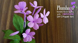 Plumbago flower making tutorial  DIY  Art and craft  Home Décor  Crepe paper flower [upl. by Avid]