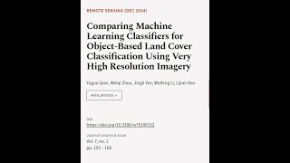 Comparing Machine Learning Classifiers for ObjectBased Land Cover Classification Usi  RTCLTV [upl. by Tireb]