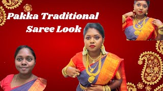 PAKKA TRADITIONAL SAREE LOOK ON DEEP DUSKY SKIN  BRIDESMAID LOOK  step by step tutorial [upl. by Audri518]