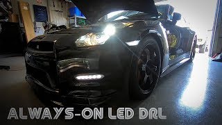 Nissan GTR LED Daytime Running Light DRL AlwaysOn Mod [upl. by Drarej]