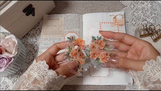 scrapbooking ASMR  Aesthetic Journaling  orange theme🧡  journal idea [upl. by Dalli]