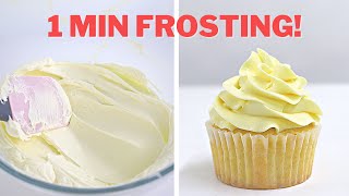 Silky BUTTERCREAM icing in 1 MINUTE │ Frosting recipe for cupcake PIPING amp cakes [upl. by Lleraj]