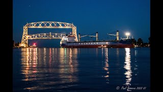 A Party Boat and a Saltie meet in the CanalThe Iryda Duluth Night Arrival [upl. by Aniale]