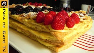 Pastel Mil Hojas relleno de crema pastelera  Millefeuille Cake [upl. by Hans]